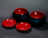 GLMB-608-05 "Maeda Blue" Lacquer Finish Go bowls for size ~40 Go stones JAC-MDS-GKXXL-608-02