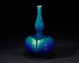 601-KTY-TY-03 人間国宝 三代目 徳田八十吉 作 九谷焼 碧明燿彩 花器 飾壷「瓢箪」8号 JAC-BNS-601-KTY-03