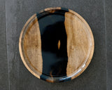 Traditional craftsman Mr.takashi NISHIKAWA made Kurokaki[black persimmon] round tray(Large size) JAC-NSK-508-KKOL-02