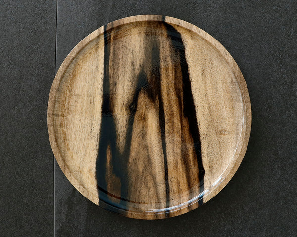 ろくろ木工工芸師 西川嵩製作 黒柿製 丸盆（大） JAC-NSK-508-KKOL-03