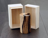 Traditional craftsman Mr.takashi NISHIKAWA made Kurokaki[black persimmon] Tea caddy Tora-moku(tiger stripe grain) JAC-NSK-508-KKTC-01