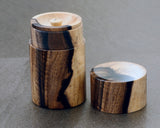 Traditional craftsman Mr.takashi NISHIKAWA made Kurokaki[black persimmon] Tea caddy Tora-moku(tiger stripe grain) JAC-NSK-508-KKTC-01
