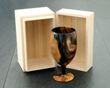 Traditional craftsman Mr.takashi NISHIKAWA made Kurokaki[black persimmon] Wine glass JAC-NSK-508-KKWG-01
