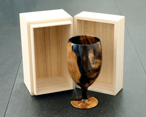 ろくろ木工工芸師 西川嵩製作 黒柿製 ワイングラス JAC-NSK-508-KKWG-01