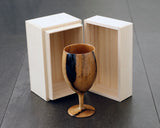 Traditional craftsman Mr.takashi NISHIKAWA made Kurokaki[black persimmon] Wine glass JAC-NSK-508-KKWG-02