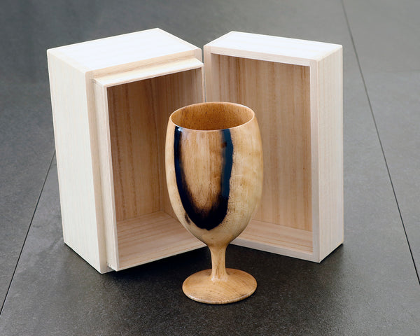 ろくろ木工工芸師 西川嵩製作 黒柿製 ワイングラス JAC-NSK-508-KKWG-03