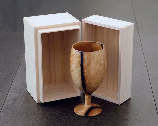 ろくろ木工工芸師 西川嵩製作 黒柿製 ワイングラス 【虎杢】 JAC-NSK-508-KKWG-05