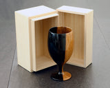 Traditional craftsman Mr.takashi NISHIKAWA made Kurokaki[black persimmon] Wine glass JAC-NSK-508-KKWG-06