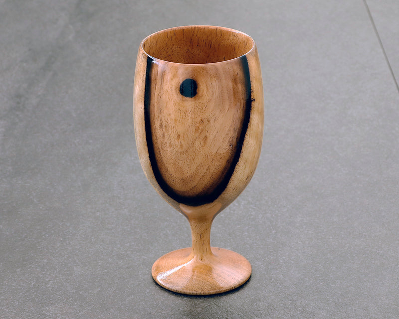 『2025 Christmas SALE Part2』512-CRP-01 Traditional craftsman Mr.Takashi NISHIKAWA made Kurokaki[black persimmon] round tray(Large size) and Wine glass set