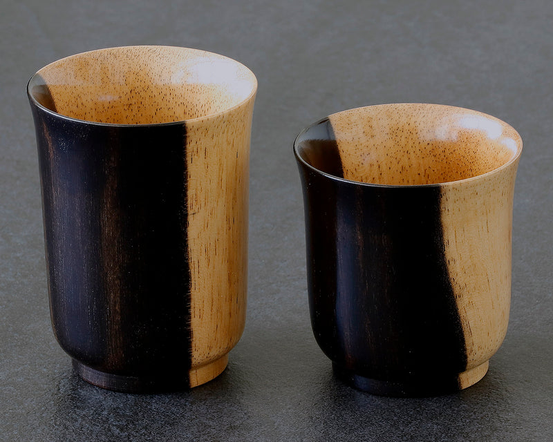 工芸品 KUROKI 606-TWC-17 伝統工芸師 西川嵩製作 黒柿製 夫婦ぐい吞みセット JAC-NSK