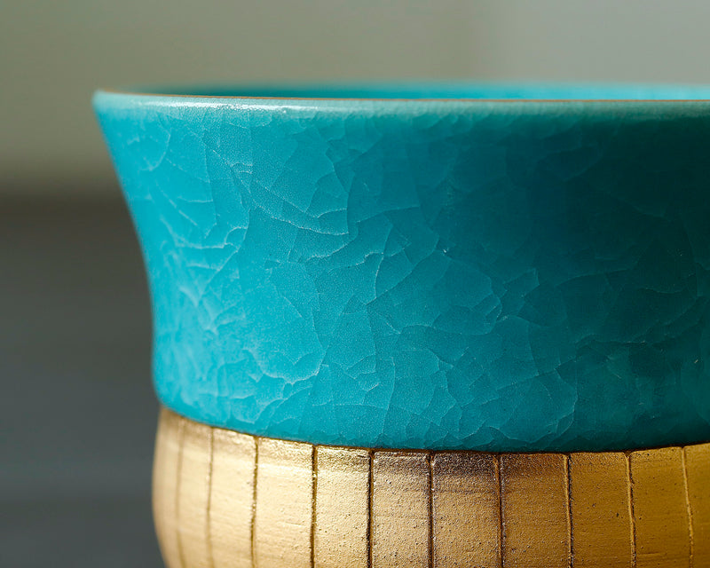 Kyoto Kiyomizu-Yaki Potter "陶仙窯 / To-sen-gama" made Stripe Cup / Blue JAC-OKY-407-04