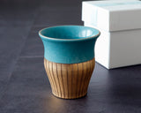 Kyoto Kiyomizu-Yaki Potter "陶仙窯 / To-sen-gama" made Stripe Cup / Blue JAC-OKY-407-04