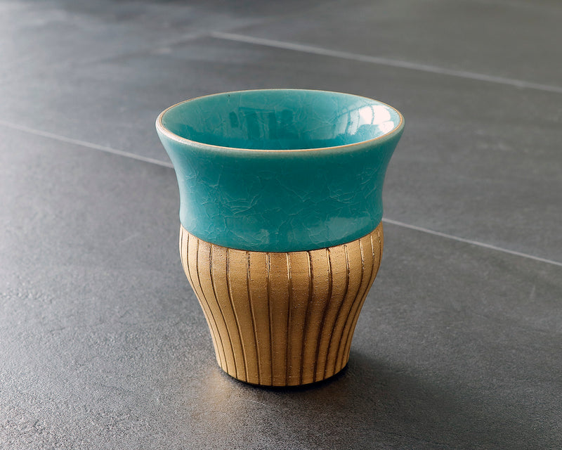 Kyoto Kiyomizu-Yaki Potter "陶仙窯 / To-sen-gama" made Stripe Cup / Blue JAC-OKY-407-04