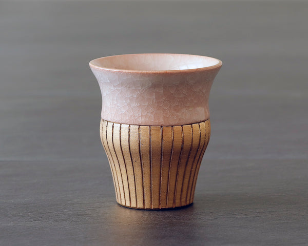 Kyoto Kiyomizu-Yaki Potter "陶仙窯 / To-sen-gama" made Stripe Cup / Pink JAC-OKY-407-05