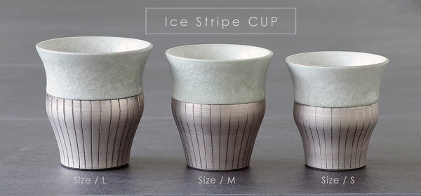 Kyoto Kiyomizu-Yaki Potter "陶仙窯 / To-sen-gama" made Stripe Cup / Gray JAC-OKY-407-06