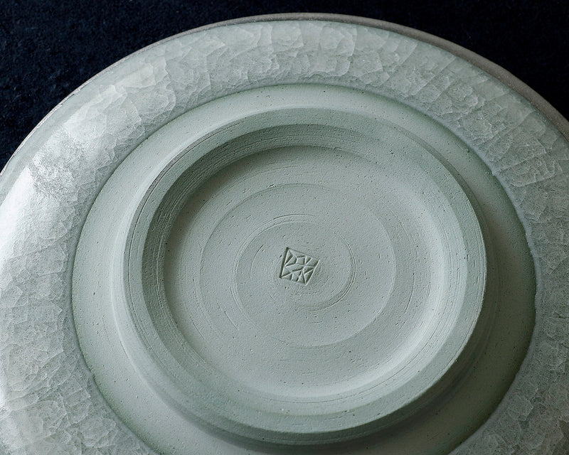 Kyoto Kiyomizu-Yaki Potter "陶仙窯 / To-sen-gama" made Platinum glazing rimmed Dish / Gray JAC-OKY-407-09