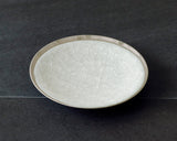 Kyoto Kiyomizu-Yaki Potter "陶仙窯 / To-sen-gama" made Platinum glazing rimmed Dish / Gray JAC-OKY-407-09