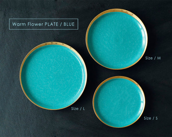 Kyoto Kiyomizu-Yaki Potter "陶仙窯 / To-sen-gama" made Gold glazing rimmed Plate / Blue JAC-OKY-407-10