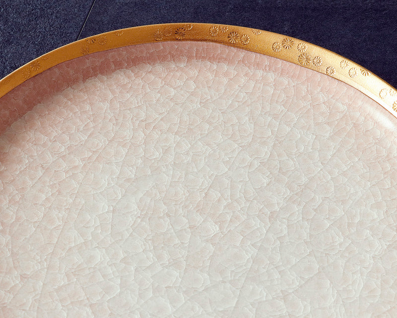 Kyoto Kiyomizu-Yaki Potter "陶仙窯 / To-sen-gama" made Gold glazing rimmed Plate / Pink JAC-OKY-407-11