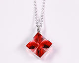 『2025 Christmas SALE』511-CSP-02 Shimadzu Satsuma Kiriko Cut Crystal Glass "Pendant – Cubic A, Flower / Gold-Red" JAC-STK-502-02