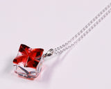 『2025 Christmas SALE』511-CSP-02 Shimadzu Satsuma Kiriko Cut Crystal Glass "Pendant – Cubic A, Flower / Gold-Red" JAC-STK-502-02