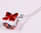 『2025 Christmas SALE』511-CSP-02 Shimadzu Satsuma Kiriko Cut Crystal Glass "Pendant – Cubic A, Flower / Gold-Red" JAC-STK-502-02