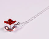 『2025 Christmas SALE』511-CSP-02 Shimadzu Satsuma Kiriko Cut Crystal Glass "Pendant – Cubic A, Flower / Gold-Red" JAC-STK-502-02