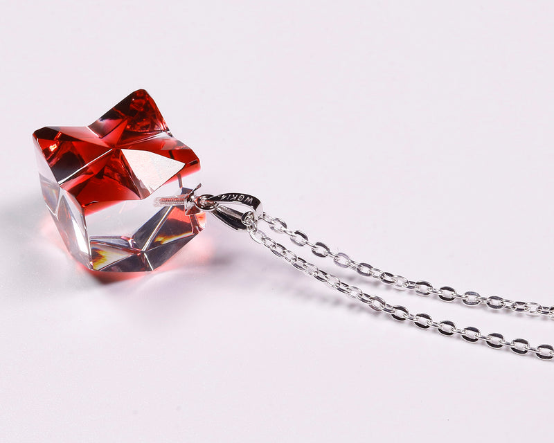 『2025 Christmas SALE』511-CSP-02 Shimadzu Satsuma Kiriko Cut Crystal Glass "Pendant – Cubic A, Flower / Gold-Red" JAC-STK-502-02