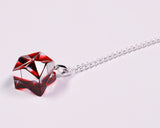 『2025 Christmas SALE』511-CSP-02 Shimadzu Satsuma Kiriko Cut Crystal Glass "Pendant – Cubic A, Flower / Gold-Red" JAC-STK-502-02