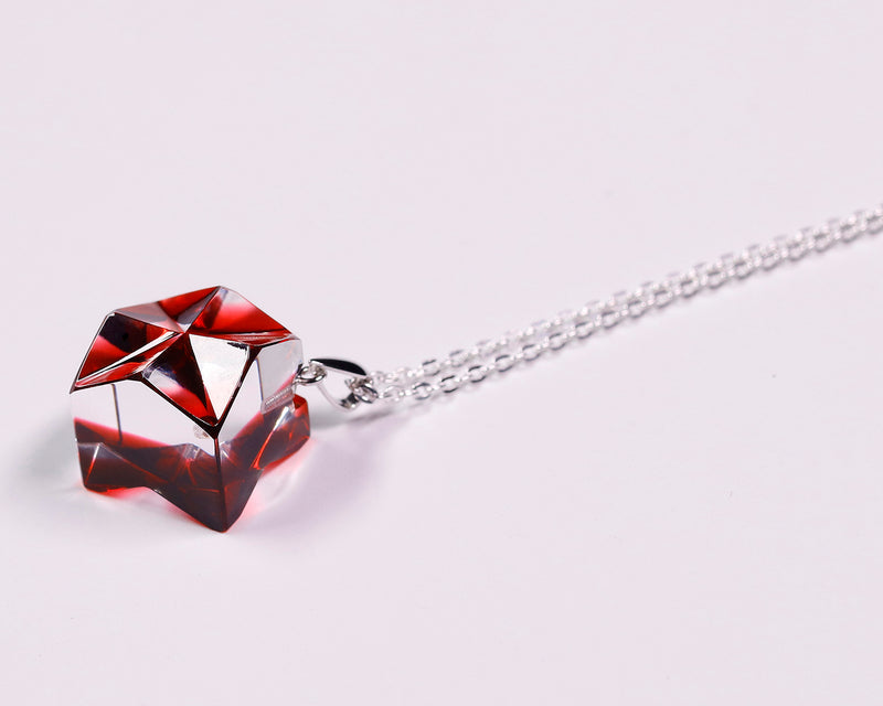 『2025 Christmas SALE』511-CSP-02 Shimadzu Satsuma Kiriko Cut Crystal Glass "Pendant – Cubic A, Flower / Gold-Red" JAC-STK-502-02