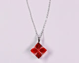 『2025 Christmas SALE』511-CSP-02 Shimadzu Satsuma Kiriko Cut Crystal Glass "Pendant – Cubic A, Flower / Gold-Red" JAC-STK-502-02