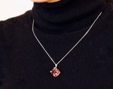 『2025 Christmas SALE』511-CSP-02 Shimadzu Satsuma Kiriko Cut Crystal Glass "Pendant – Cubic A, Flower / Gold-Red" JAC-STK-502-02