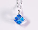 『2025 Christmas SALE』511-CSP-03 Shimadzu Satsuma Kiriko Cut Crystal Glass "Pendant – Cubic A, Cross / Blue" JAC-STK-502-03