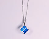 『2025 Christmas SALE』511-CSP-03 Shimadzu Satsuma Kiriko Cut Crystal Glass "Pendant – Cubic A, Cross / Blue" JAC-STK-502-03