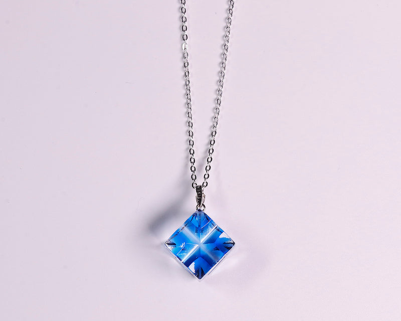 『2025 Christmas SALE』511-CSP-03 Shimadzu Satsuma Kiriko Cut Crystal Glass "Pendant – Cubic A, Cross / Blue" JAC-STK-502-03