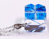 『2025 Christmas SALE』511-CSP-03 Shimadzu Satsuma Kiriko Cut Crystal Glass "Pendant – Cubic A, Cross / Blue" JAC-STK-502-03