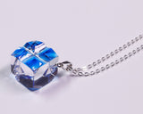 『2025 Christmas SALE』511-CSP-03 Shimadzu Satsuma Kiriko Cut Crystal Glass "Pendant – Cubic A, Cross / Blue" JAC-STK-502-03