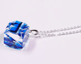 『2025 Christmas SALE』511-CSP-03 Shimadzu Satsuma Kiriko Cut Crystal Glass "Pendant – Cubic A, Cross / Blue" JAC-STK-502-03