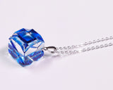 『2025 Christmas SALE』511-CSP-03 Shimadzu Satsuma Kiriko Cut Crystal Glass "Pendant – Cubic A, Cross / Blue" JAC-STK-502-03