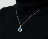 『2025 Christmas SALE』511-CSP-03 Shimadzu Satsuma Kiriko Cut Crystal Glass "Pendant – Cubic A, Cross / Blue" JAC-STK-502-03