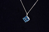 『2025 Christmas SALE』511-CSP-03 Shimadzu Satsuma Kiriko Cut Crystal Glass "Pendant – Cubic A, Cross / Blue" JAC-STK-502-03