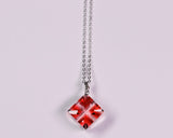 『2025 Christmas SALE』511-CSP-04 Shimadzu Satsuma Kiriko Cut Crystal Glass "Pendant – Cubic A, Cross / Gold-Red" JAC-STK-502-04