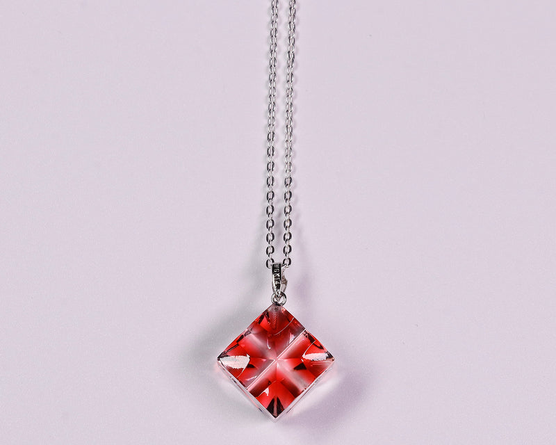 『2025 Christmas SALE』511-CSP-04 Shimadzu Satsuma Kiriko Cut Crystal Glass "Pendant – Cubic A, Cross / Gold-Red" JAC-STK-502-04