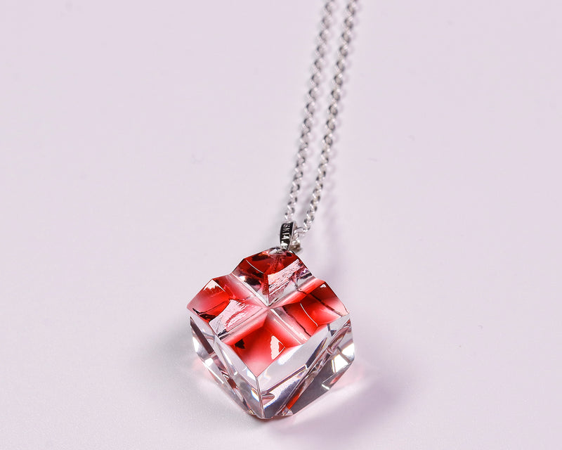 『2025 Christmas SALE』511-CSP-04 Shimadzu Satsuma Kiriko Cut Crystal Glass "Pendant – Cubic A, Cross / Gold-Red" JAC-STK-502-04
