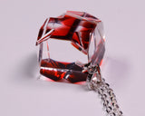 『2025 Christmas SALE』511-CSP-04 Shimadzu Satsuma Kiriko Cut Crystal Glass "Pendant – Cubic A, Cross / Gold-Red" JAC-STK-502-04