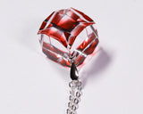 『2025 Christmas SALE』511-CSP-04 Shimadzu Satsuma Kiriko Cut Crystal Glass "Pendant – Cubic A, Cross / Gold-Red" JAC-STK-502-04