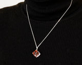 『2025 Christmas SALE』511-CSP-04 Shimadzu Satsuma Kiriko Cut Crystal Glass "Pendant – Cubic A, Cross / Gold-Red" JAC-STK-502-04