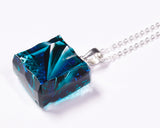 『2025 Christmas SALE』511-CSP-05 Shimadzu Satsuma Kiriko Cut Crystal Glass "Two-Tone Pendant “Hikari-e” (S) / Ruri–Green" JAC-STK-502-05