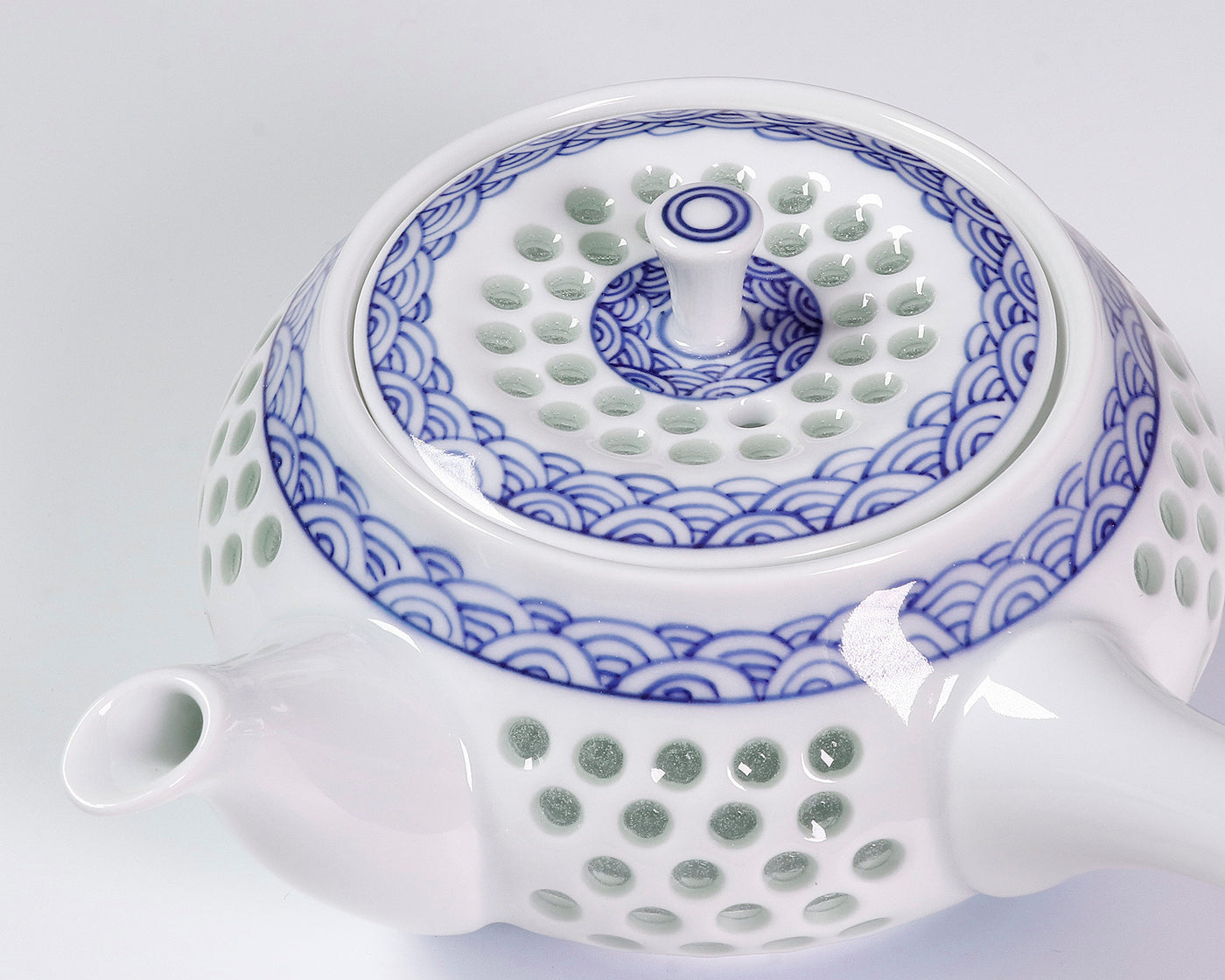 丹心窯 「水晶青海波（せいがいは）急須と反仙茶（湯呑）5客セット