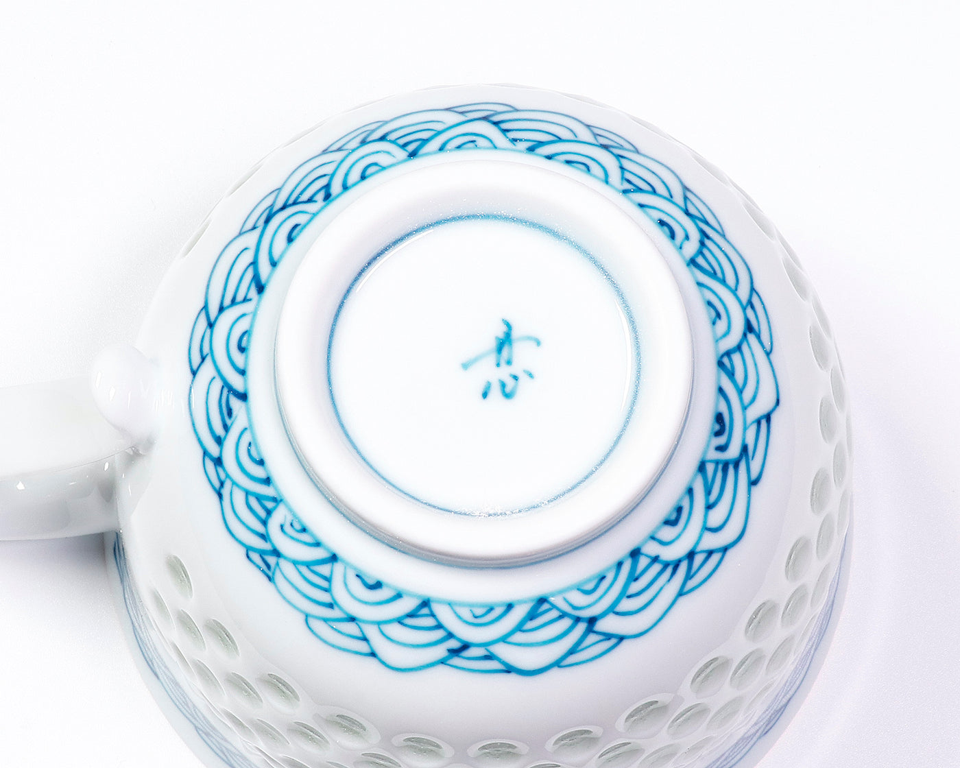 606-TWC-44 丹心窯 「水晶青海波（せいがいは）ポット、カップ
